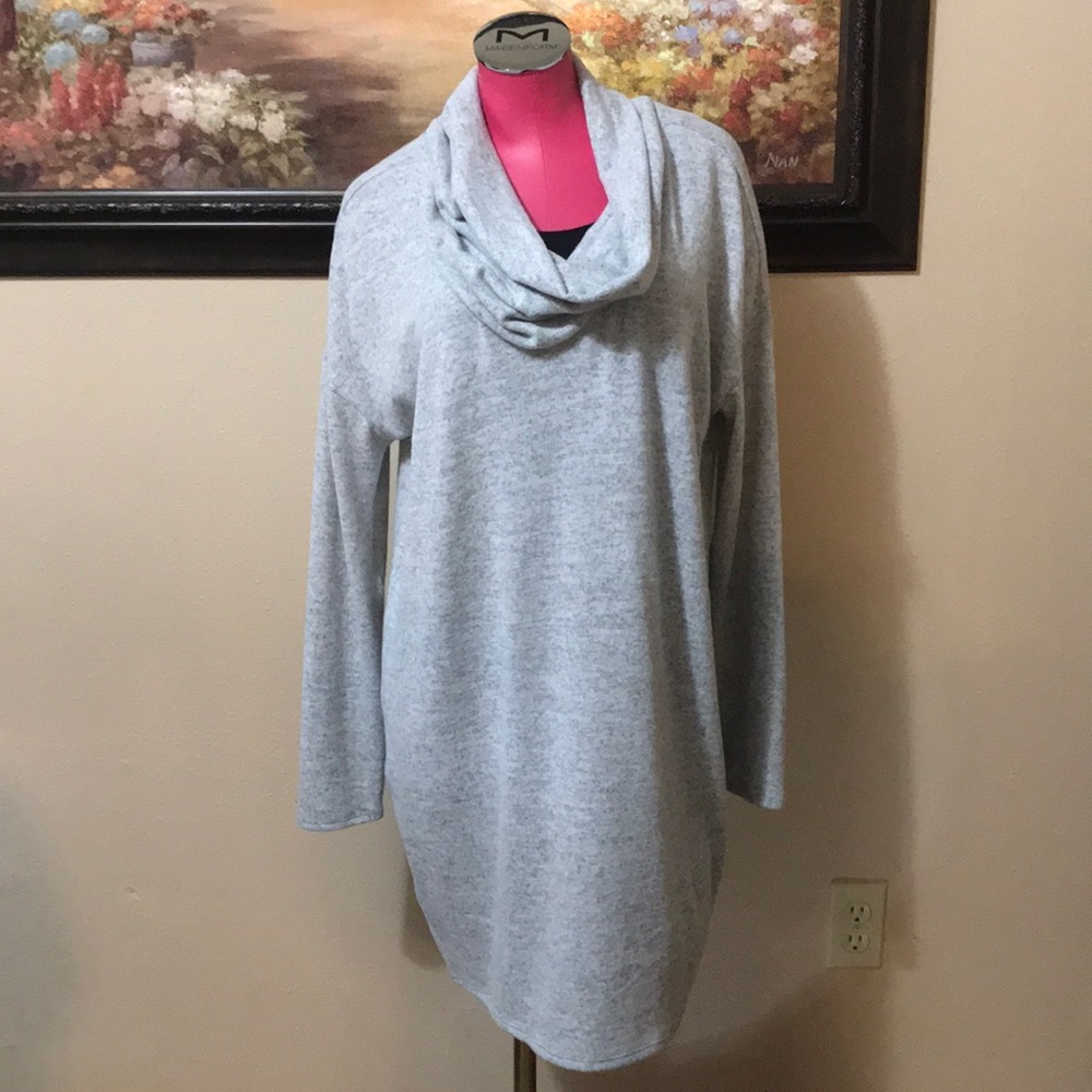 Lucy Soft Fleece long Sleeve Dress Tunic Shirt Size Medium Cowl Neck